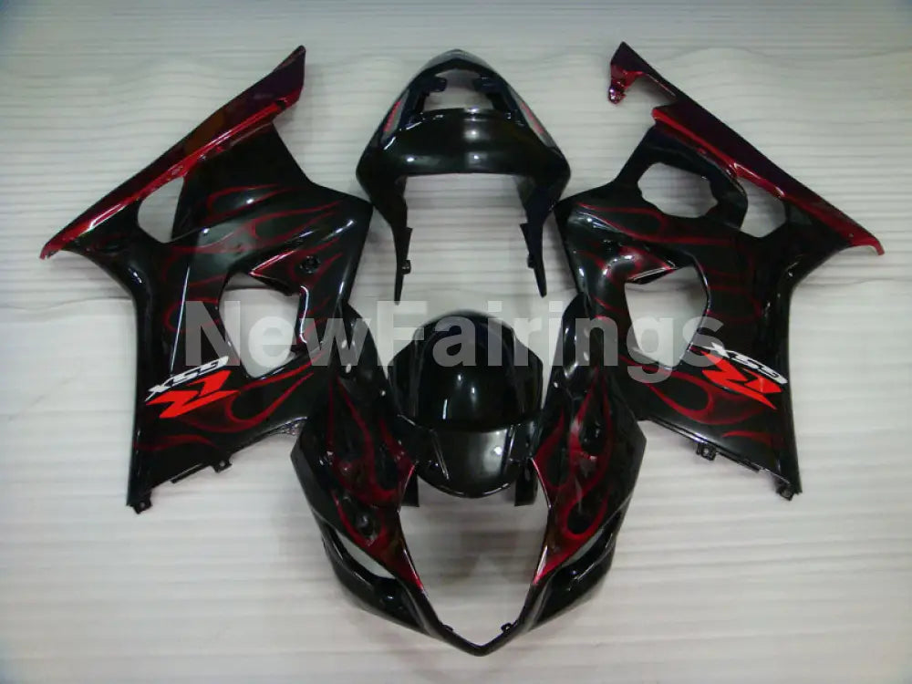 Black and Red Flame - GSX - R1000 03 - 04 Fairing Kit