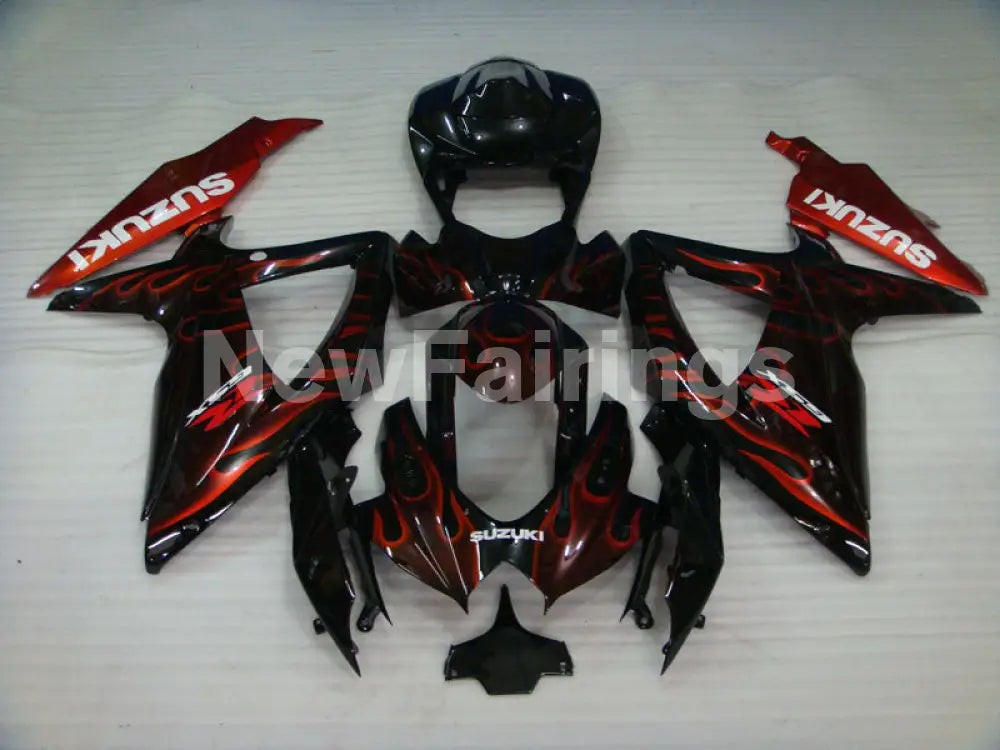 Black and Red Flame - GSX-R600 08-10 Fairing Kit - Vehicles