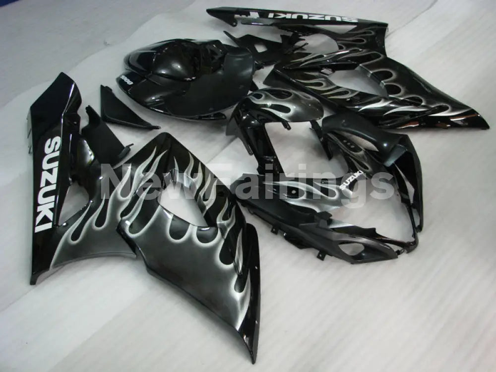 Black and Silver Flame - GSX - R1000 05 - 06 Fairing Kit