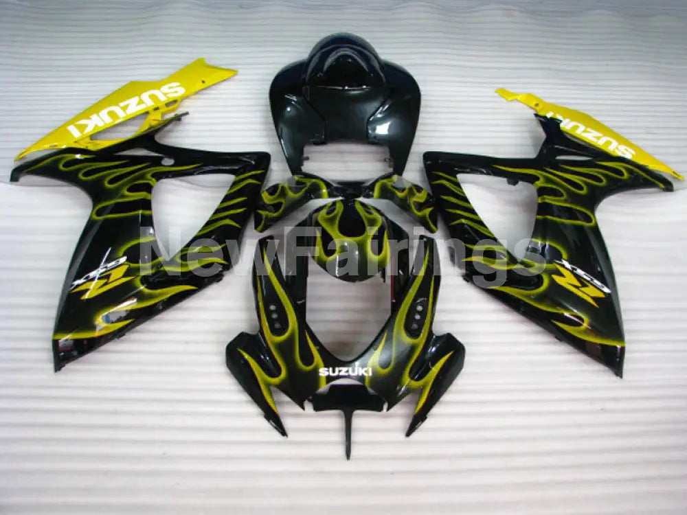 Black and Yellow Flame - GSX-R750 06-07 Fairing Kit