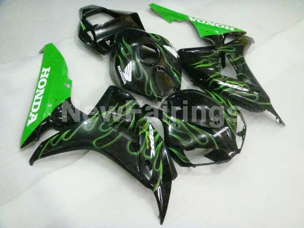 Black and Green Flame - CBR1000RR 06-07 Fairing Kit -