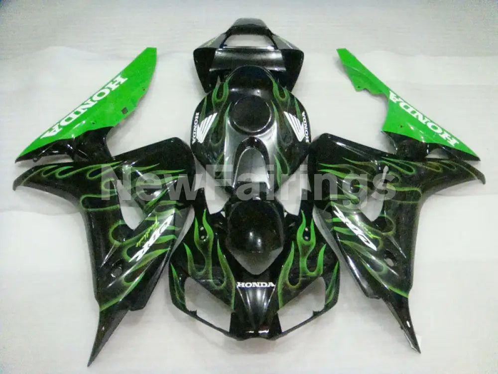 Black and Green Flame - CBR1000RR 06-07 Fairing Kit -