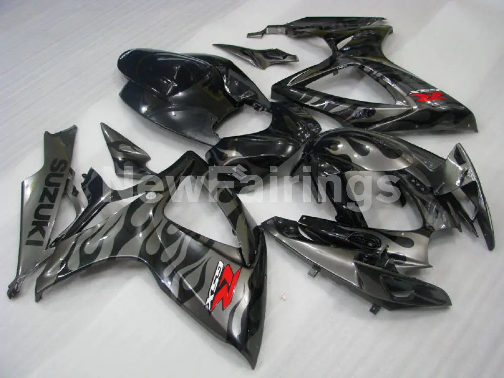 Black and Grey Flame - GSX-R600 06-07 Fairing Kit -