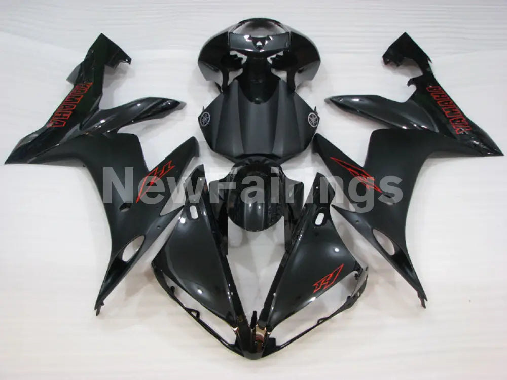 Black Matte Black red stickers Factory Style - YZF-R1 04-06