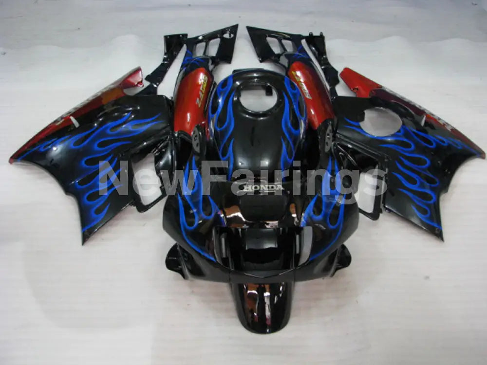 Blue and Black Red Flame - CBR600 F2 91-94 Fairing Kit -