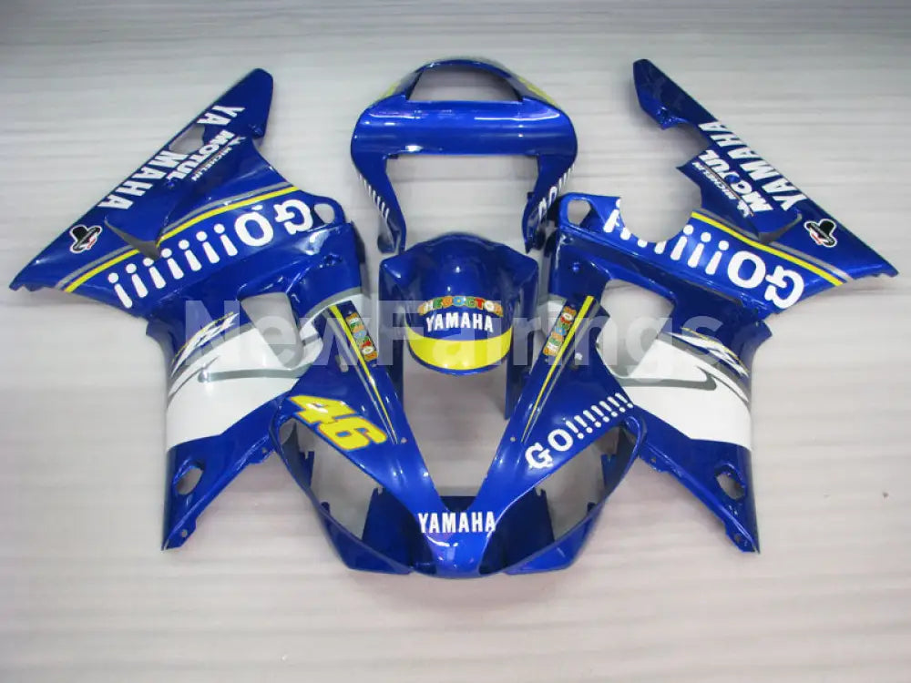 Blue and White GO - YZF-R1 00-01 Fairing Kit - Vehicles &