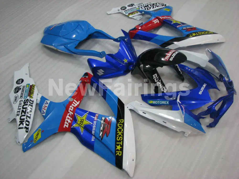 Blue and White ROCKSTAR - GSX-R600 08-10 Fairing Kit