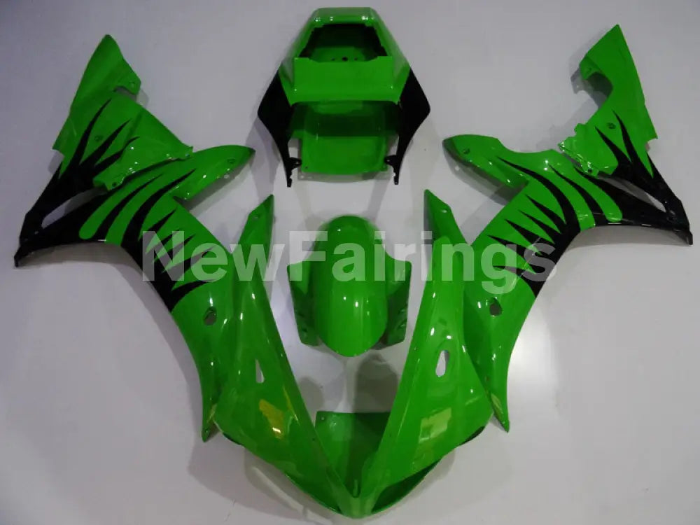 Green and Black Flame - YZF-R1 02-03 Fairing Kit - Vehicles