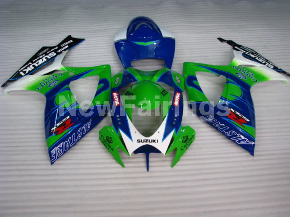Green and White Blue Corona - GSX-R600 06-07 Fairing Kit -