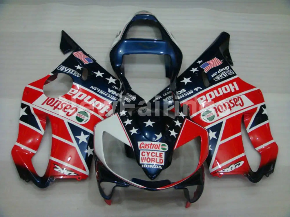 Red and Blue Castrol - CBR600 F4i 01-03 Fairing Kit -