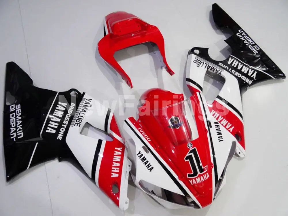 Red and White Black Bridgestone - YZF-R1 00-01 Fairing Kit