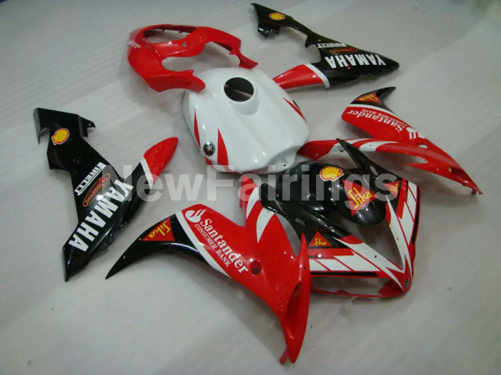 Red and Black White Santander - YZF-R1 04-06 Fairing Kit