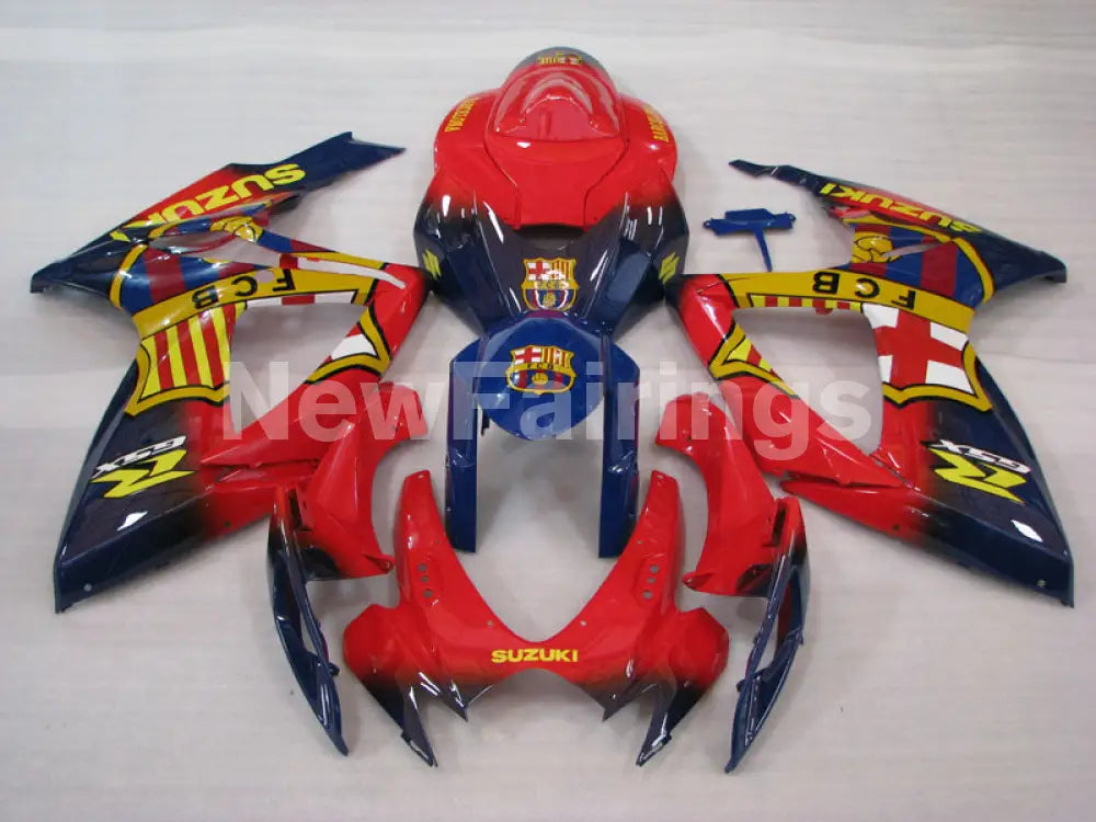 Red and Blue Yellow FCB - GSX-R600 06-07 Fairing Kit -