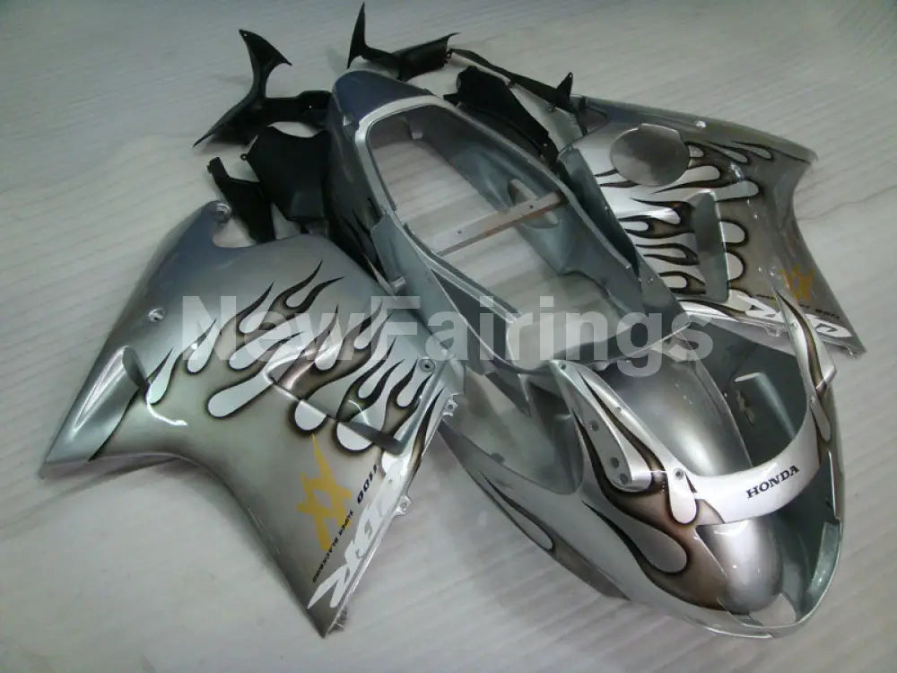 Silver and Black Flame - CBR 1100 XX 96-07 Fairing Kit -