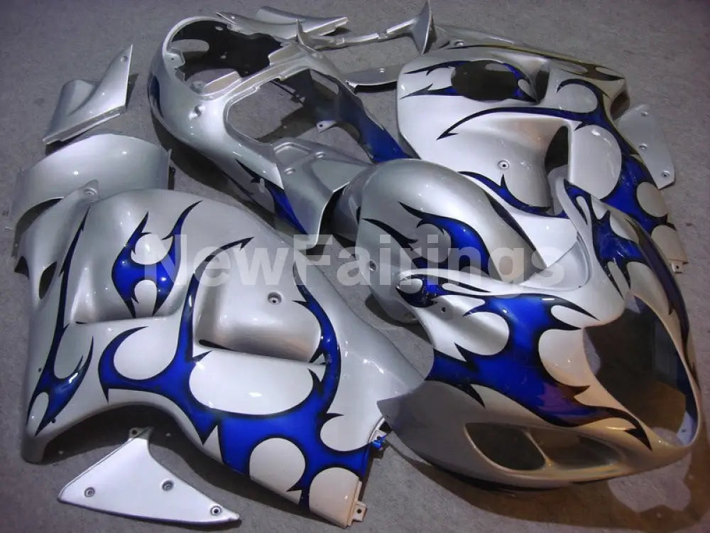 Silver and Blue Flame - GSX1300R Hayabusa 99-07 Fairing Kit