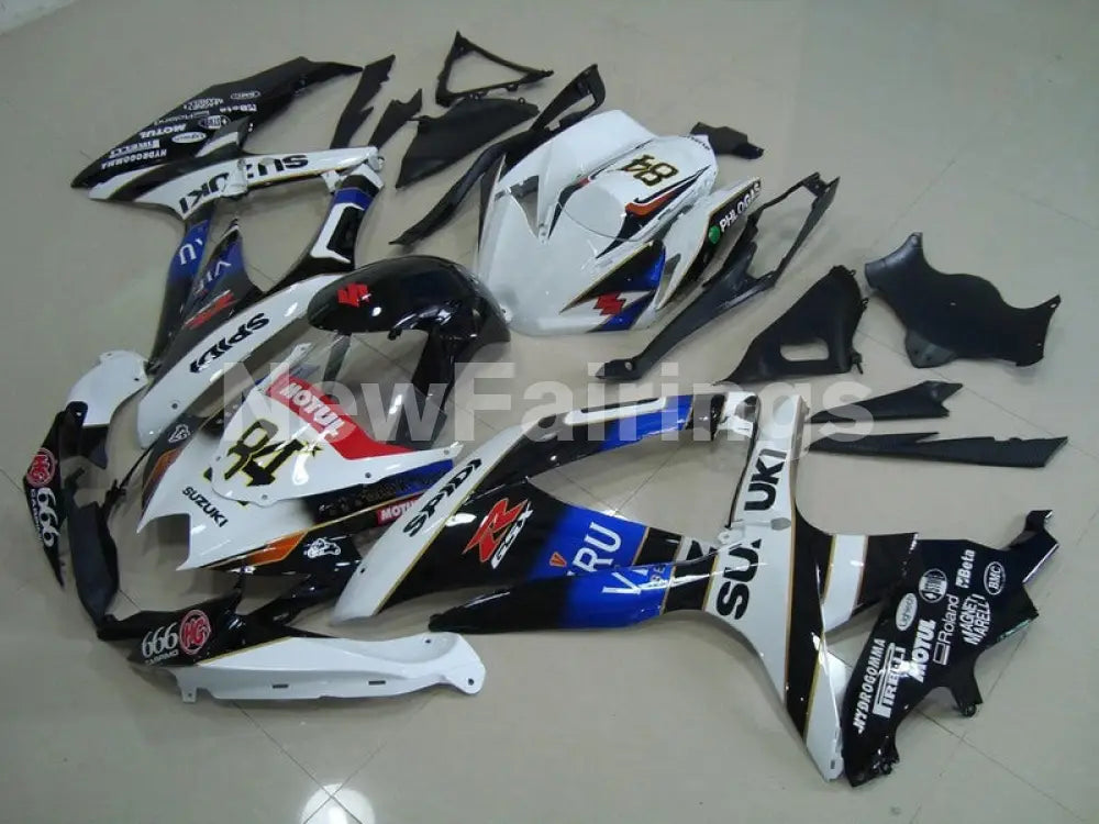 White and Blue Black Dark Dog - GSX-R600 08-10 Fairing Kit