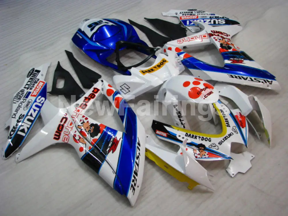 White and Blue Dark Dog - GSX-R600 08-10 Fairing Kit