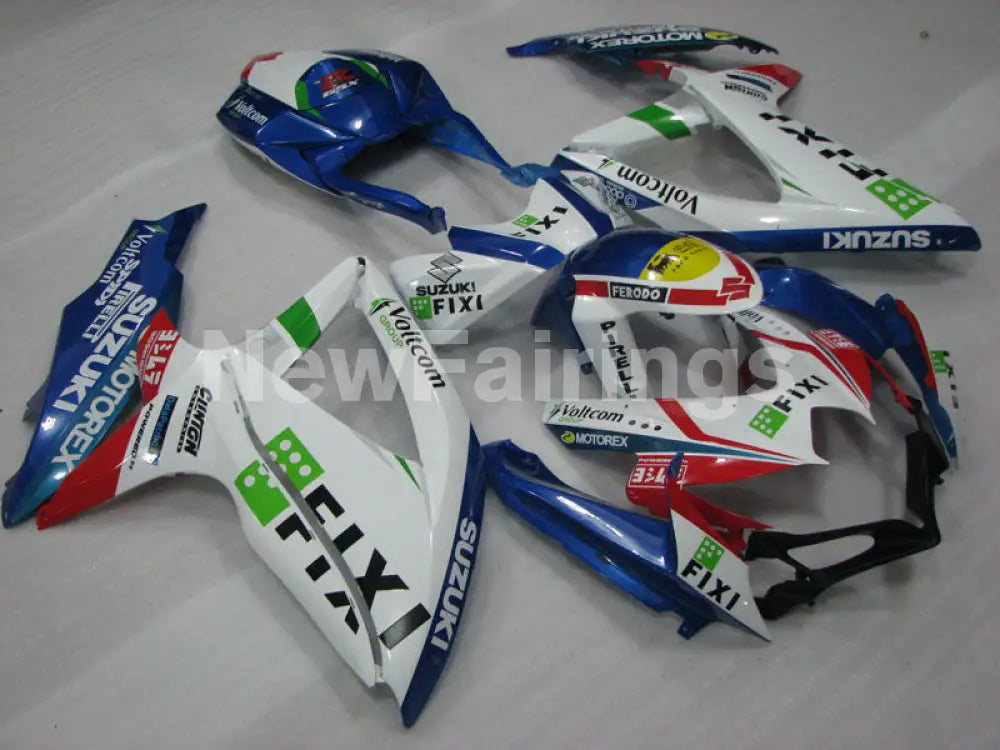 White and Blue Red MOTOREX - GSX-R600 08-10 Fairing Kit