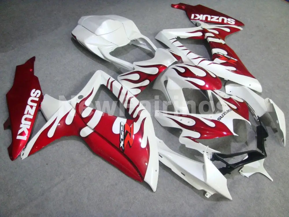 White and Red Flame - GSX-R600 08-10 Fairing Kit - Vehicles