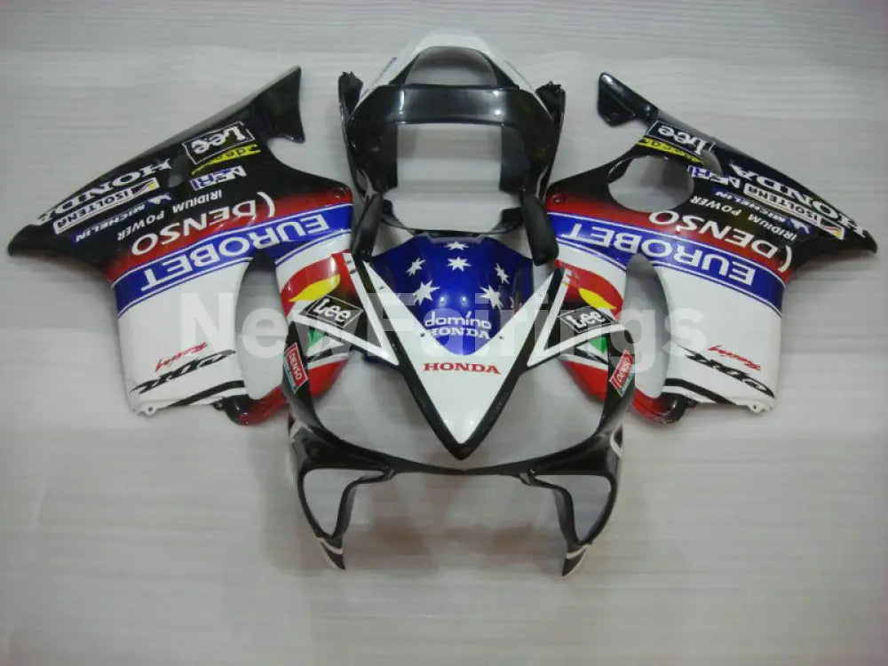 White and Black Blue Lee - CBR600 F4i 01-03 Fairing Kit -