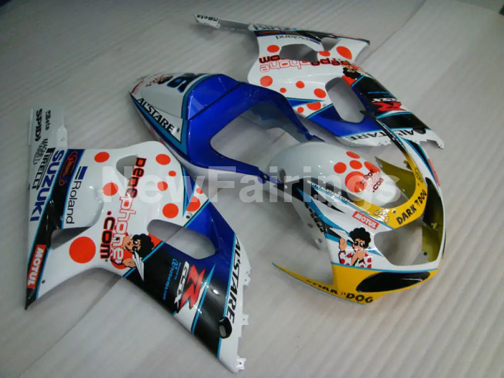 White and Blue Yellow Dark Dog - GSX-R750 00-03 Fairing Kit