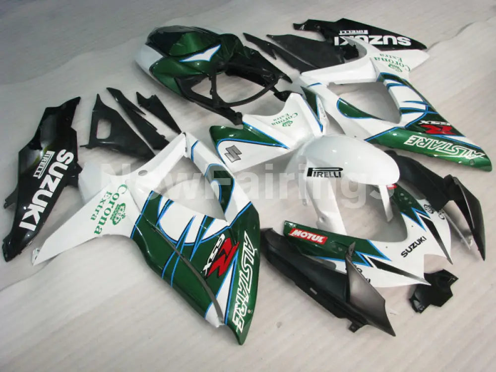 White and Green Corona - GSX-R750 08-10 Fairing Kit