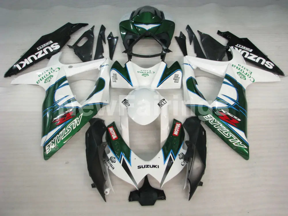 White and Green Corona - GSX-R750 08-10 Fairing Kit