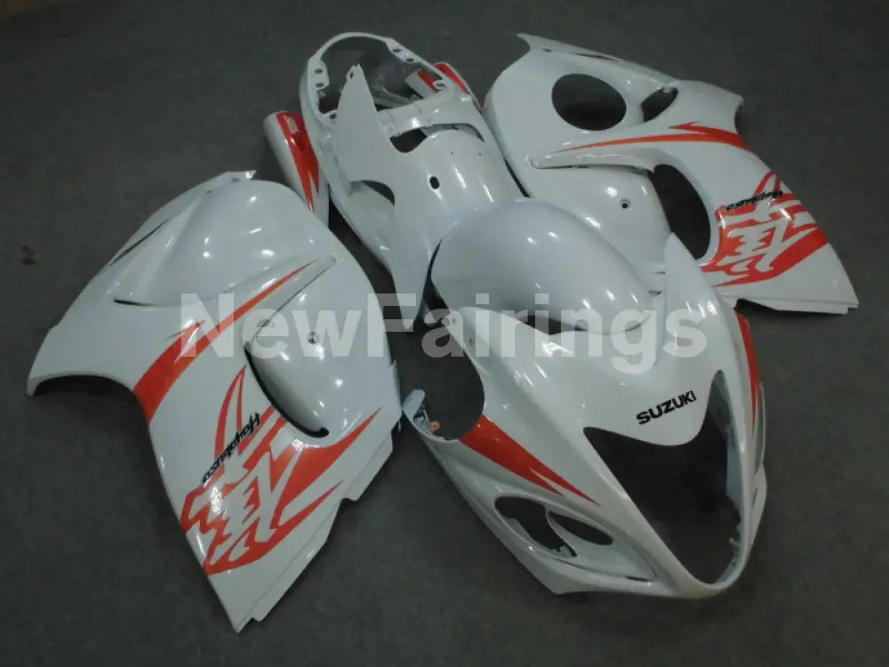 White with orange decals Factory Style - GSX1300R Hayabusa